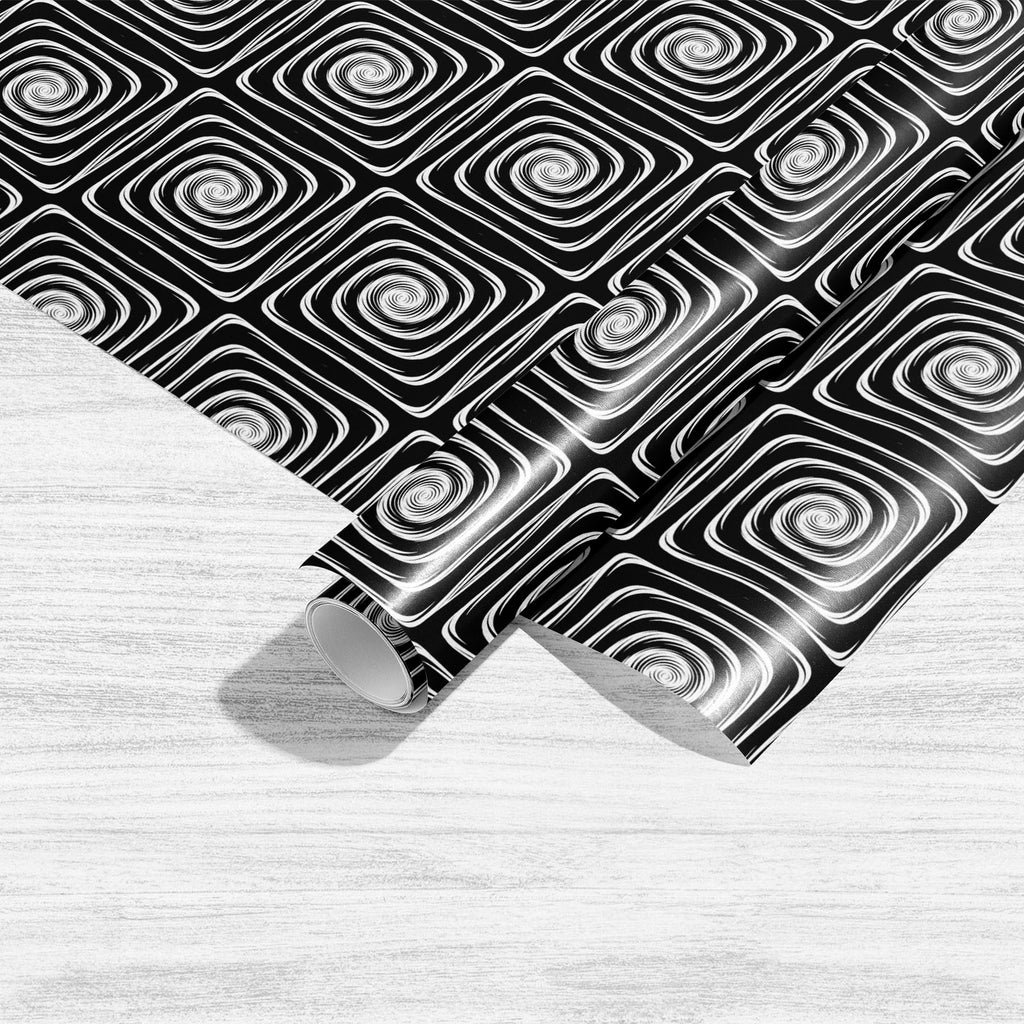 Monochrome Labyrinth Art & Craft Gift Wrapping Paper-Wrapping Papers-WRP_PP-IC 5007600 IC 5007600, Abstract Expressionism, Abstracts, Art and Paintings, Black, Black and White, Circle, Digital, Digital Art, Geometric, Geometric Abstraction, Graphic, Illustrations, Modern Art, Patterns, Semi Abstract, Signs, Signs and Symbols, Stripes, White, monochrome, labyrinth, art, craft, gift, wrapping, paper, abstract, abstraction, background, circular, creative, curve, design, distorted, distortion, dynamic, ellipse,