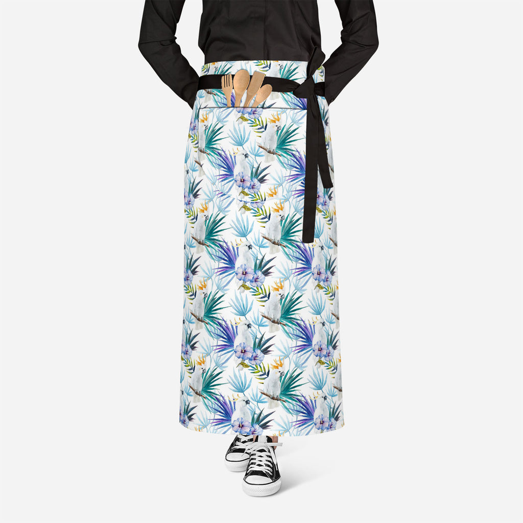 Tropic Parrot Apron | Adjustable, Free Size & Waist Tiebacks-Aprons Waist to Knee--IC 5007602 IC 5007602, African, Animals, Birds, Black and White, Botanical, Drawing, Floral, Flowers, Illustrations, Nature, Patterns, Scenic, Signs, Signs and Symbols, Tropical, Watercolour, White, Wildlife, tropic, parrot, apron, adjustable, free, size, waist, tiebacks, seamless, pattern, jungle, parrots, tropics, watercolor, leaves, africa, animal, background, beautiful, bird, blue, bright, design, exotic, fabric, feather,