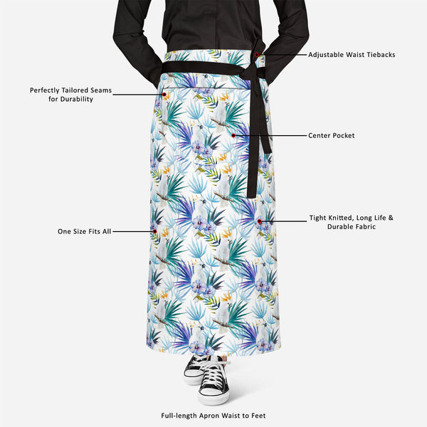 Tropic Parrot Apron | Adjustable, Free Size & Waist Tiebacks-Aprons Waist to Knee--IC 5007602 IC 5007602, African, Animals, Birds, Black and White, Botanical, Drawing, Floral, Flowers, Illustrations, Nature, Patterns, Scenic, Signs, Signs and Symbols, Tropical, Watercolour, White, Wildlife, tropic, parrot, full-length, apron, satin, fabric, adjustable, waist, tiebacks, seamless, pattern, jungle, parrots, tropics, watercolor, leaves, africa, animal, background, beautiful, bird, blue, bright, design, exotic, 