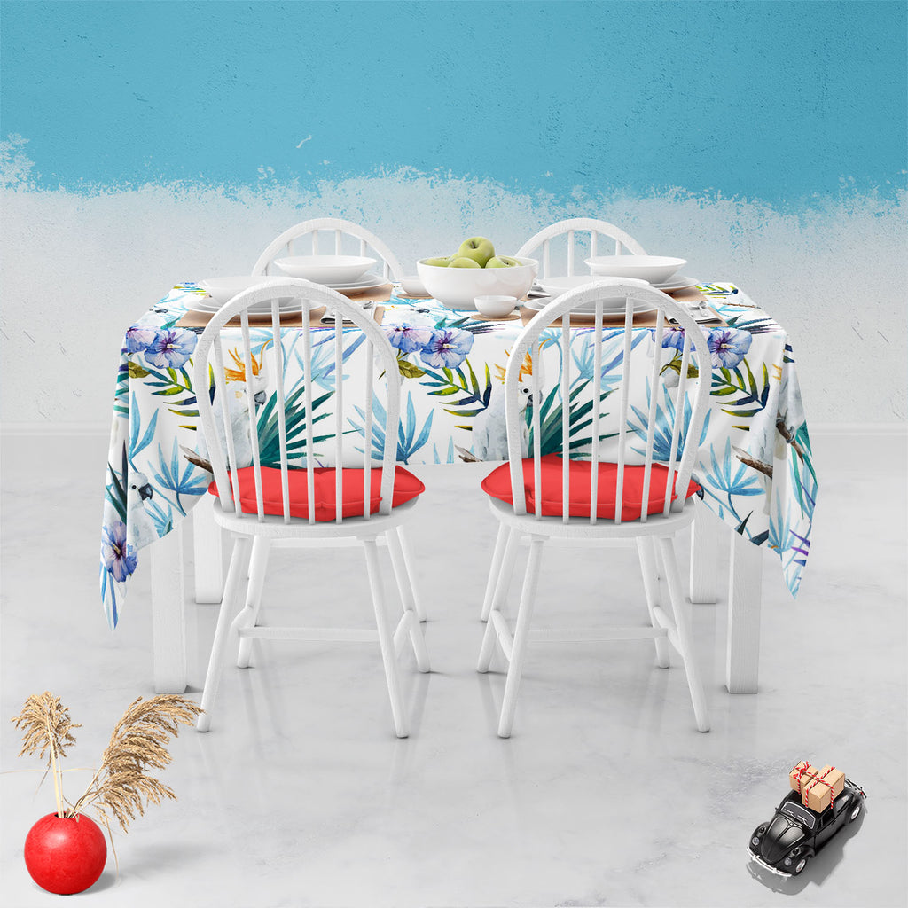 Tropic Parrot Table Cloth Cover-Table Covers-CVR_TB_NR-IC 5007602 IC 5007602, African, Animals, Birds, Black and White, Botanical, Drawing, Floral, Flowers, Illustrations, Nature, Patterns, Scenic, Signs, Signs and Symbols, Tropical, Watercolour, White, Wildlife, tropic, parrot, table, cloth, cover, seamless, pattern, jungle, parrots, tropics, watercolor, leaves, africa, animal, background, beautiful, bird, blue, bright, design, exotic, fabric, feather, flora, flower, flying, hibiscus, illustration, isolate