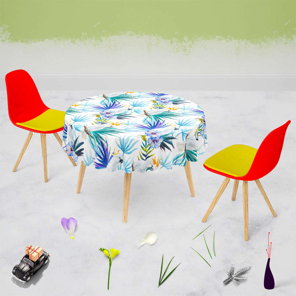 Tropic Parrot Table Cloth Cover-Table Covers-CVR_TB_RD-IC 5007602 IC 5007602, African, Animals, Birds, Black and White, Botanical, Drawing, Floral, Flowers, Illustrations, Nature, Patterns, Scenic, Signs, Signs and Symbols, Tropical, Watercolour, White, Wildlife, tropic, parrot, table, cloth, cover, seamless, pattern, jungle, parrots, tropics, watercolor, leaves, africa, animal, background, beautiful, bird, blue, bright, design, exotic, fabric, feather, flora, flower, flying, hibiscus, illustration, isolate
