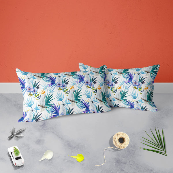 Tropic Parrot Pillow Cover Case-Pillow Cases-PIL_CV-IC 5007602 IC 5007602, African, Animals, Birds, Black and White, Botanical, Drawing, Floral, Flowers, Illustrations, Nature, Patterns, Scenic, Signs, Signs and Symbols, Tropical, Watercolour, White, Wildlife, tropic, parrot, pillow, cover, cases, for, bedroom, living, room, poly, cotton, fabric, seamless, pattern, jungle, parrots, tropics, watercolor, leaves, africa, animal, background, beautiful, bird, blue, bright, design, exotic, feather, flora, flower,