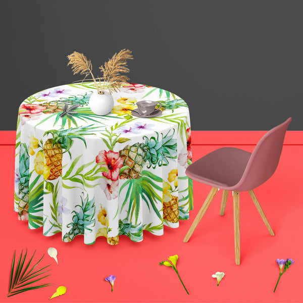 Pineapples & Hibiscus Table Cloth Cover-Table Covers-CVR_TB_RD-IC 5007603 IC 5007603, Abstract Expressionism, Abstracts, Art and Paintings, Botanical, Digital, Digital Art, Floral, Flowers, Fruit and Vegetable, Fruits, Graphic, Hawaiian, Holidays, Illustrations, Nature, Patterns, Scenic, Semi Abstract, Signs, Signs and Symbols, Tropical, Watercolour, pineapples, hibiscus, table, cloth, cover, for, dining, center, cotton, canvas, fabric, pineapple, pattern, background, watercolor, hawaii, fruit, aloha, abstr