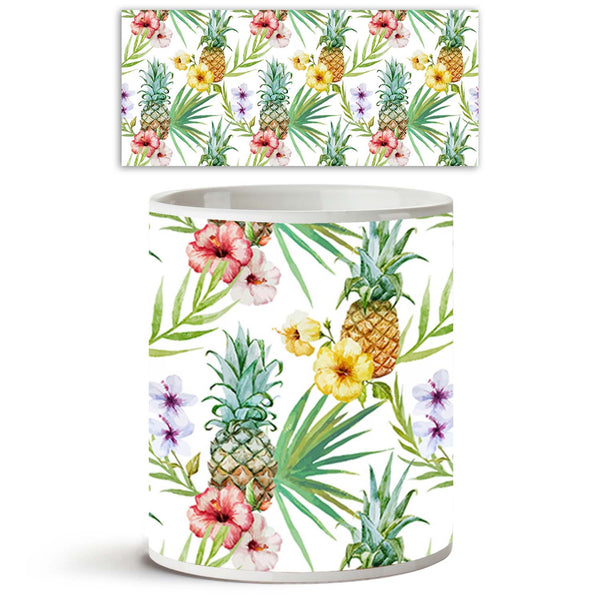 Pineapples & Hibiscus Ceramic Coffee Tea Mug Inside White-Coffee Mugs-MUG-IC 5007603 IC 5007603, Abstract Expressionism, Abstracts, Art and Paintings, Botanical, Digital, Digital Art, Floral, Flowers, Fruit and Vegetable, Fruits, Graphic, Hawaiian, Holidays, Illustrations, Nature, Patterns, Scenic, Semi Abstract, Signs, Signs and Symbols, Tropical, Watercolour, pineapples, hibiscus, ceramic, coffee, tea, mug, inside, white, pineapple, pattern, background, watercolor, hawaii, fruit, aloha, abstract, art, bea