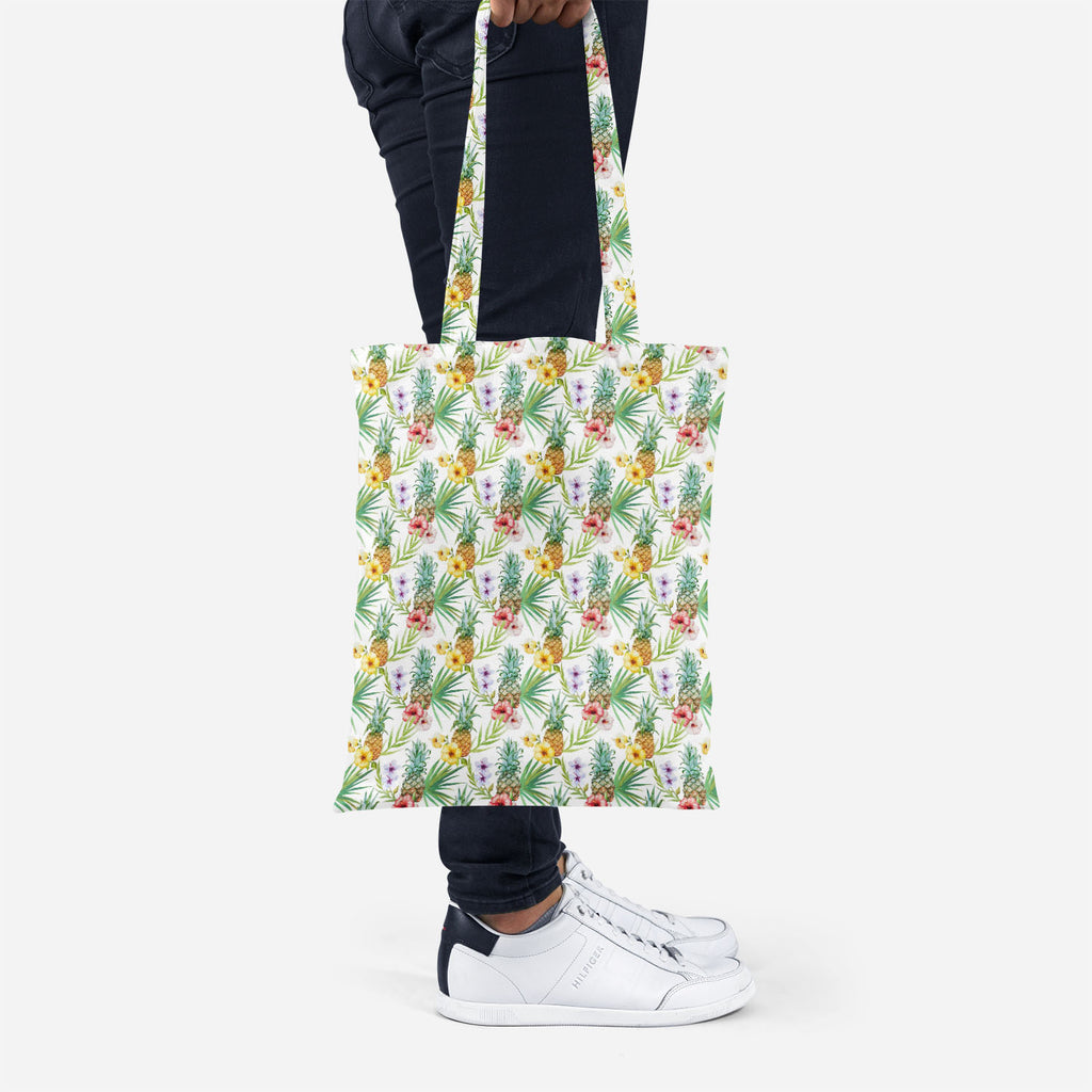 ArtzFolio Pineapples & Hibiscus Tote Bag Shoulder Purse | Multipurpose-Tote Bags Basic-AZ5007603TOT_RF-IC 5007603 IC 5007603, Abstract Expressionism, Abstracts, Art and Paintings, Botanical, Digital, Digital Art, Floral, Flowers, Fruit and Vegetable, Fruits, Graphic, Hawaiian, Holidays, Illustrations, Nature, Patterns, Scenic, Semi Abstract, Signs, Signs and Symbols, Tropical, Watercolour, pineapples, hibiscus, tote, bag, shoulder, purse, multipurpose, pineapple, pattern, background, watercolor, hawaii, fru