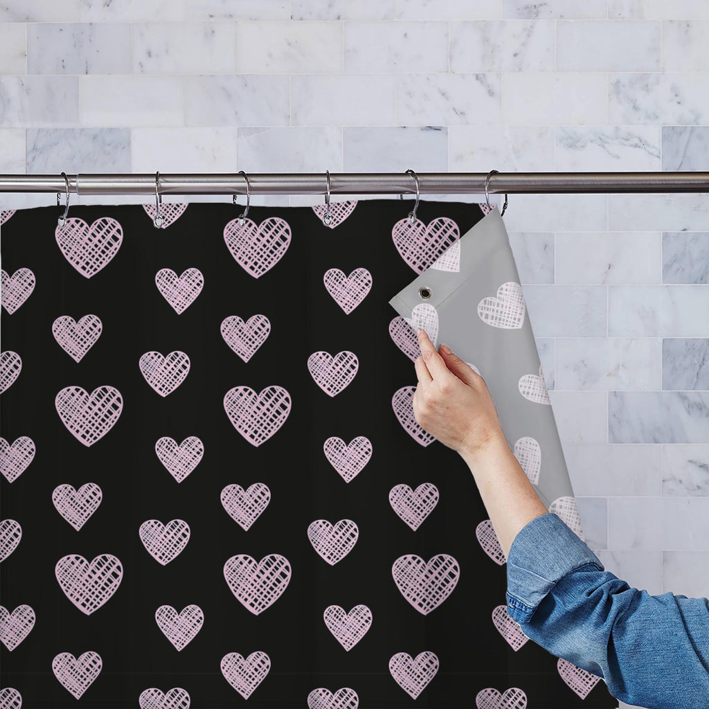 Blissful Hearts Washable Waterproof Shower Curtain-Shower Curtains-CUR_SH-IC 5007604 IC 5007604, Animated Cartoons, Art and Paintings, Black, Black and White, Caricature, Cartoons, Digital, Digital Art, Drawing, Graphic, Hearts, Holidays, Icons, Illustrations, Love, Modern Art, Patterns, Romance, Signs, Signs and Symbols, Sketches, Symbols, blissful, washable, waterproof, shower, curtain, art, background, card, cartoon, collection, couple, cute, date, decoration, design, doodle, element, fun, heart, holiday