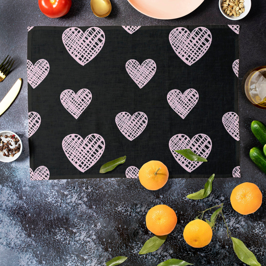 Blissful Hearts Table Mat Placemat-Table Place Mats Fabric-MAT_TB-IC 5007604 IC 5007604, Animated Cartoons, Art and Paintings, Black, Black and White, Caricature, Cartoons, Digital, Digital Art, Drawing, Graphic, Hearts, Holidays, Icons, Illustrations, Love, Modern Art, Patterns, Romance, Signs, Signs and Symbols, Sketches, Symbols, blissful, table, mat, placemat, art, background, card, cartoon, collection, couple, cute, date, decoration, design, doodle, element, fun, heart, holiday, illustration, ink, isol