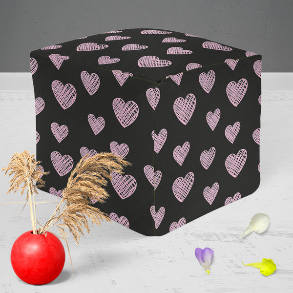 Blissful Hearts Footstool Footrest Puffy Pouffe Ottoman Bean Bag | Canvas Fabric-Footstools-FST_CB_BN-IC 5007604 IC 5007604, Animated Cartoons, Art and Paintings, Black, Black and White, Caricature, Cartoons, Digital, Digital Art, Drawing, Graphic, Hearts, Holidays, Icons, Illustrations, Love, Modern Art, Patterns, Romance, Signs, Signs and Symbols, Sketches, Symbols, blissful, puffy, pouffe, ottoman, footstool, footrest, bean, bag, canvas, fabric, art, background, card, cartoon, collection, couple, cute, d