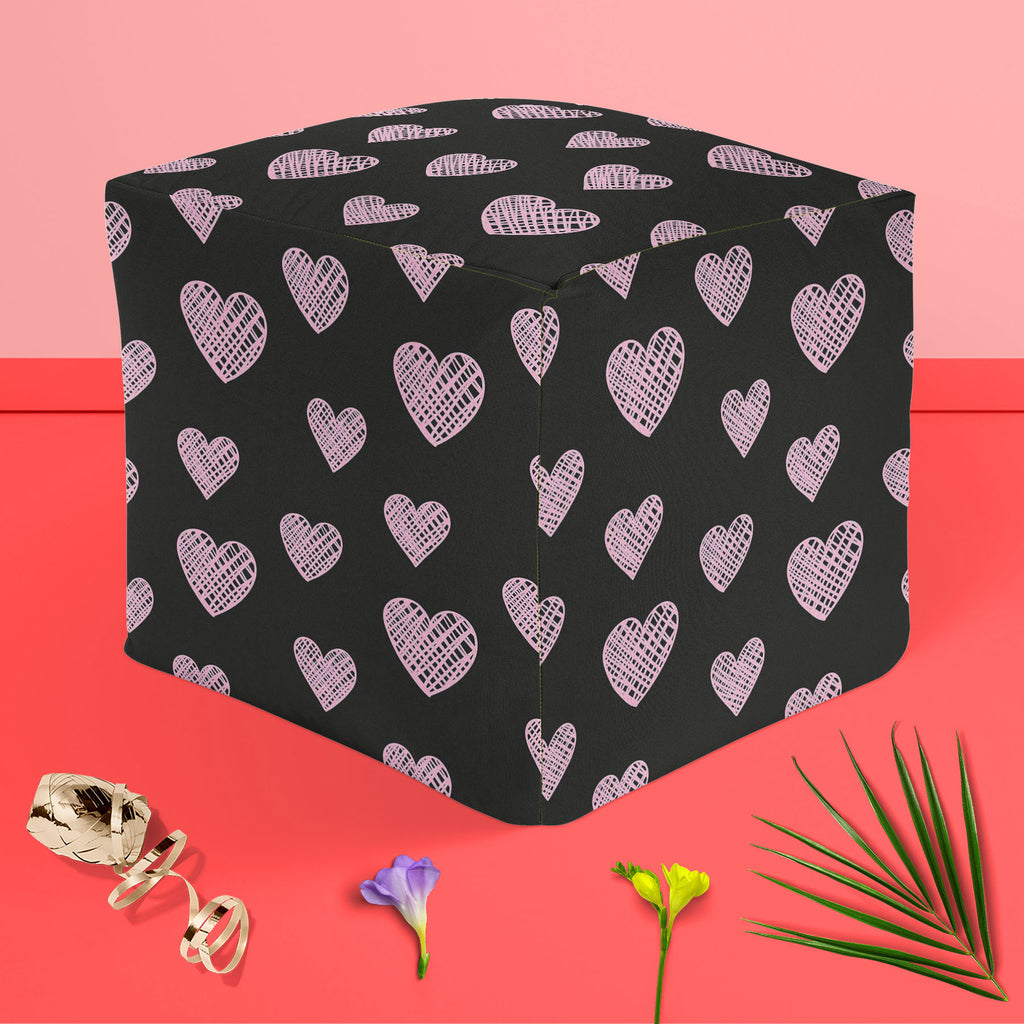Blissful Hearts Footstool Footrest Puffy Pouffe Ottoman Bean Bag | Canvas Fabric-Footstools-FST_CB_BN-IC 5007604 IC 5007604, Animated Cartoons, Art and Paintings, Black, Black and White, Caricature, Cartoons, Digital, Digital Art, Drawing, Graphic, Hearts, Holidays, Icons, Illustrations, Love, Modern Art, Patterns, Romance, Signs, Signs and Symbols, Sketches, Symbols, blissful, footstool, footrest, puffy, pouffe, ottoman, bean, bag, canvas, fabric, art, background, card, cartoon, collection, couple, cute, d