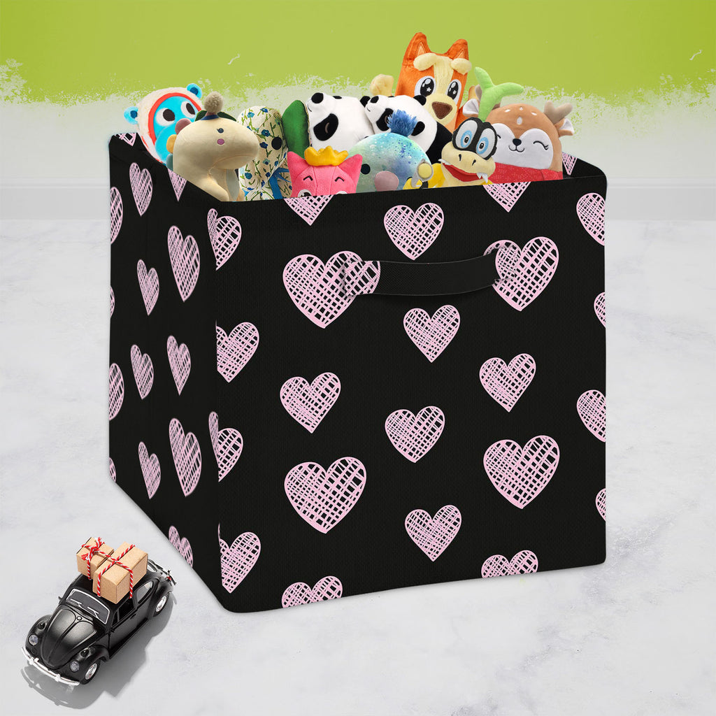 Blissful Hearts Foldable Open Storage Bin | Organizer Box, Toy Basket, Shelf Box, Laundry Bag | Canvas Fabric-Storage Bins-STR_BI_CB-IC 5007604 IC 5007604, Animated Cartoons, Art and Paintings, Black, Black and White, Caricature, Cartoons, Digital, Digital Art, Drawing, Graphic, Hearts, Holidays, Icons, Illustrations, Love, Modern Art, Patterns, Romance, Signs, Signs and Symbols, Sketches, Symbols, blissful, foldable, open, storage, bin, organizer, box, toy, basket, shelf, laundry, bag, canvas, fabric, art,