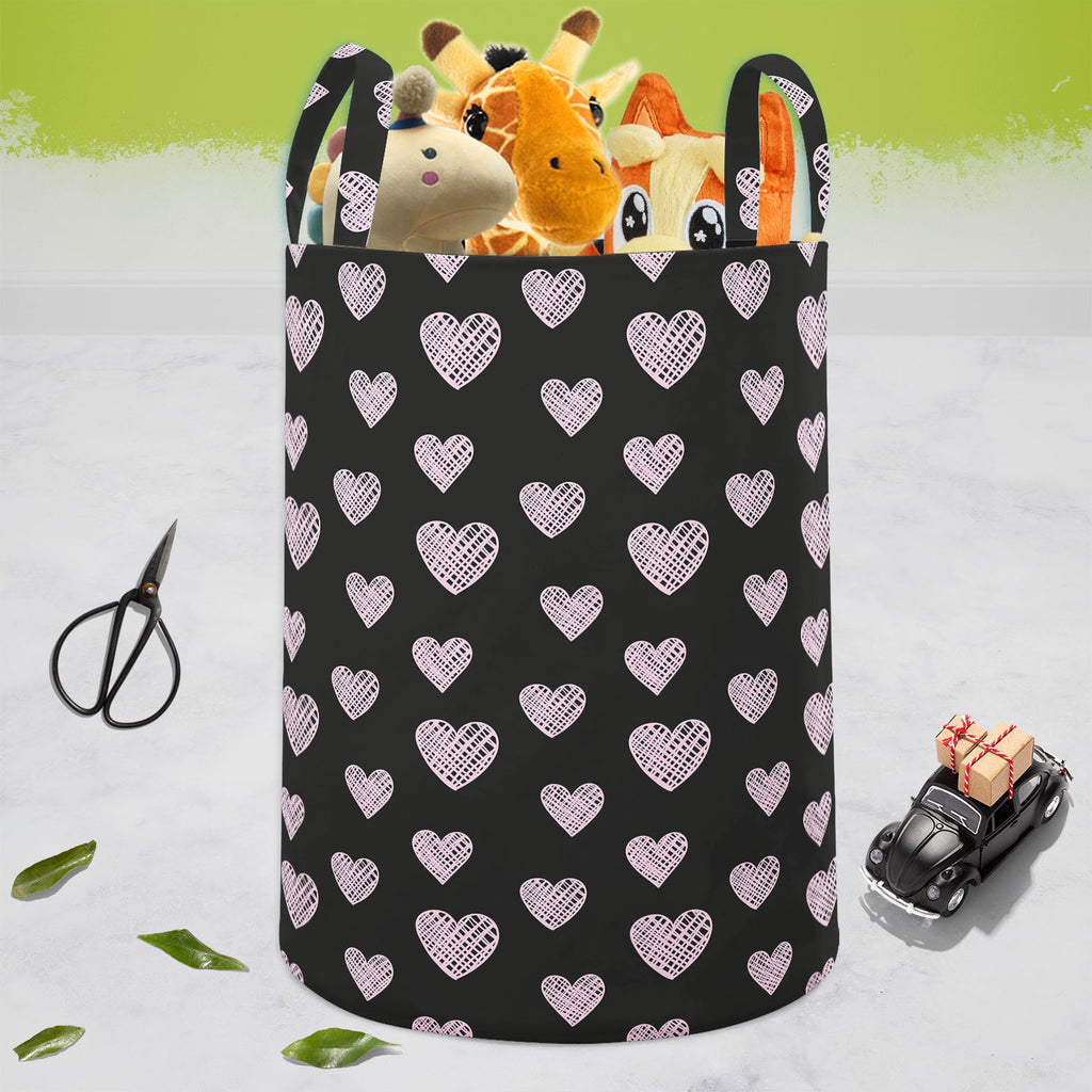Blissful Hearts Foldable Open Storage Bin | Organizer Box, Toy Basket, Shelf Box, Laundry Bag | Canvas Fabric-Storage Bins-STR_BI_CB-IC 5007604 IC 5007604, Animated Cartoons, Art and Paintings, Black, Black and White, Caricature, Cartoons, Digital, Digital Art, Drawing, Graphic, Hearts, Holidays, Icons, Illustrations, Love, Modern Art, Patterns, Romance, Signs, Signs and Symbols, Sketches, Symbols, blissful, foldable, open, storage, bin, organizer, box, toy, basket, shelf, laundry, bag, canvas, fabric, art,
