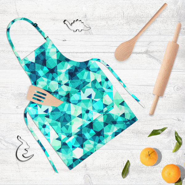 Blue Crystal D1 Apron | Adjustable, Free Size & Waist Tiebacks-Aprons Neck to Knee-APR_NK_KN-IC 5007605 IC 5007605, Abstract Expressionism, Abstracts, Diamond, Digital, Digital Art, Fashion, Geometric, Geometric Abstraction, Graphic, Illustrations, Marble and Stone, Modern Art, Parents, Patterns, Retro, Semi Abstract, Signs, Signs and Symbols, Symbols, Triangles, blue, crystal, d1, full-length, neck, to, knee, apron, poly-cotton, fabric, adjustable, buckle, waist, tiebacks, abstract, background, beauty, bri
