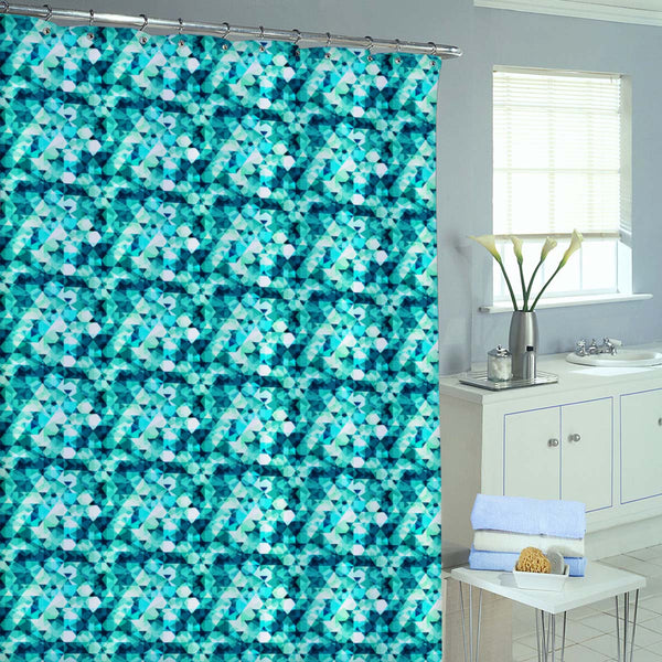 Blue Crystal Washable Waterproof Shower Curtain-Shower Curtains-CUR_SH-IC 5007605 IC 5007605, Abstract Expressionism, Abstracts, Diamond, Digital, Digital Art, Fashion, Geometric, Geometric Abstraction, Graphic, Illustrations, Marble and Stone, Modern Art, Parents, Patterns, Retro, Semi Abstract, Signs, Signs and Symbols, Symbols, Triangles, blue, crystal, washable, waterproof, shower, curtain, eyelets, abstract, background, beauty, brilliant, clear, decor, decoration, design, element, expensive, facet, gem