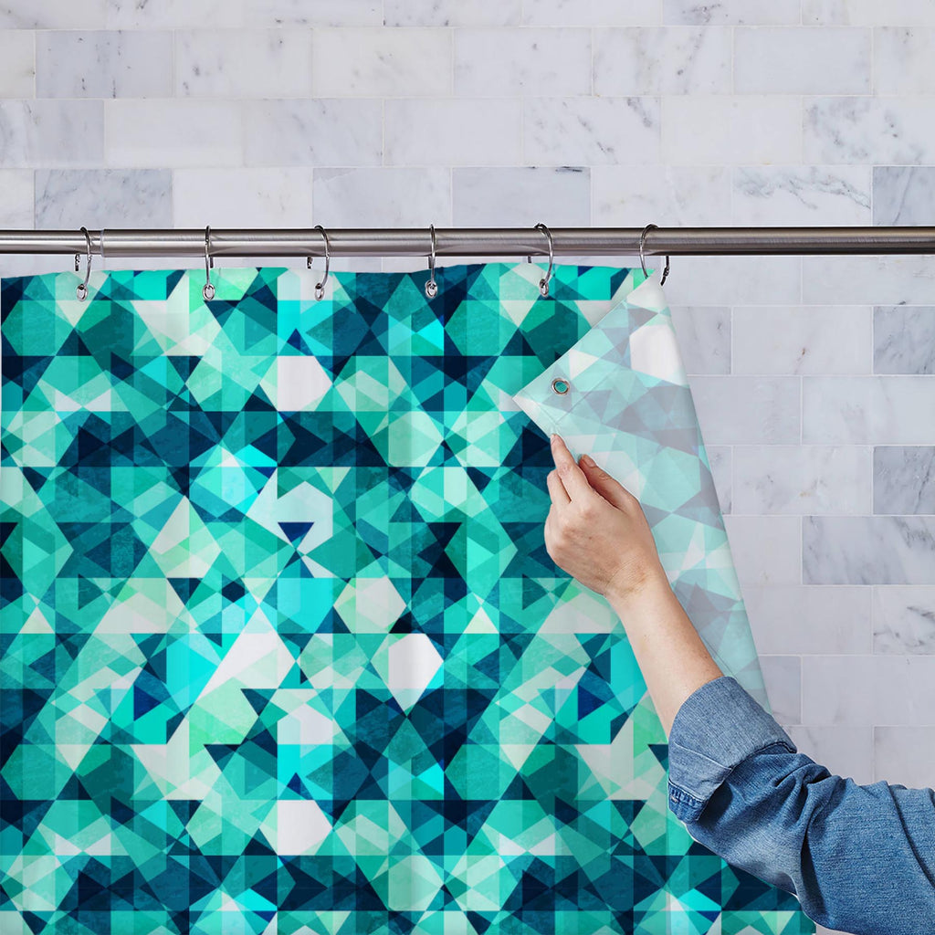 Blue Crystal D1 Washable Waterproof Shower Curtain-Shower Curtains-CUR_SH-IC 5007605 IC 5007605, Abstract Expressionism, Abstracts, Diamond, Digital, Digital Art, Fashion, Geometric, Geometric Abstraction, Graphic, Illustrations, Marble and Stone, Modern Art, Parents, Patterns, Retro, Semi Abstract, Signs, Signs and Symbols, Symbols, Triangles, blue, crystal, d1, washable, waterproof, shower, curtain, abstract, background, beauty, brilliant, clear, decor, decoration, design, element, expensive, facet, gem, 