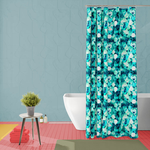 Blue Crystal D1 Washable Waterproof Shower Curtain-Shower Curtains-CUR_SH-IC 5007605 IC 5007605, Abstract Expressionism, Abstracts, Diamond, Digital, Digital Art, Fashion, Geometric, Geometric Abstraction, Graphic, Illustrations, Marble and Stone, Modern Art, Parents, Patterns, Retro, Semi Abstract, Signs, Signs and Symbols, Symbols, Triangles, blue, crystal, d1, washable, waterproof, polyester, shower, curtain, eyelets, abstract, background, beauty, brilliant, clear, decor, decoration, design, element, exp