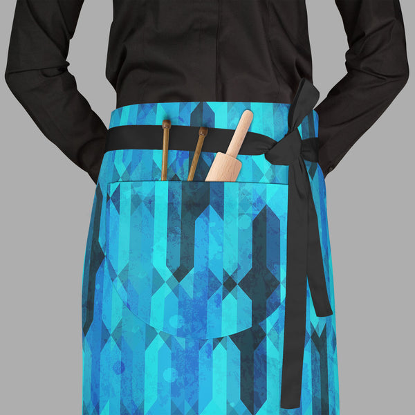 Blue Crystal D2 Apron | Adjustable, Free Size & Waist Tiebacks-Aprons Waist to Feet-APR_WS_FT-IC 5007606 IC 5007606, Abstract Expressionism, Abstracts, Ancient, Art and Paintings, Decorative, Diamond, Digital, Digital Art, Geometric, Geometric Abstraction, Graphic, Historical, Illustrations, Marble and Stone, Medieval, Modern Art, Patterns, Retro, Semi Abstract, Signs, Signs and Symbols, Triangles, Vintage, blue, crystal, d2, full-length, waist, to, feet, apron, poly-cotton, fabric, adjustable, tiebacks, ab