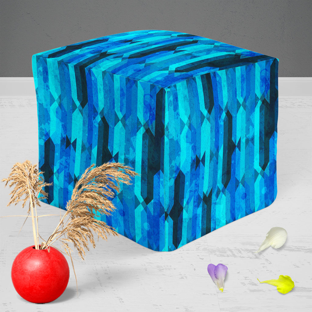 Blue Crystal D2 Footstool Footrest Puffy Pouffe Ottoman Bean Bag | Canvas Fabric-Footstools-FST_CB_BN-IC 5007606 IC 5007606, Abstract Expressionism, Abstracts, Ancient, Art and Paintings, Decorative, Diamond, Digital, Digital Art, Geometric, Geometric Abstraction, Graphic, Historical, Illustrations, Marble and Stone, Medieval, Modern Art, Patterns, Retro, Semi Abstract, Signs, Signs and Symbols, Triangles, Vintage, blue, crystal, d2, footstool, footrest, puffy, pouffe, ottoman, bean, bag, canvas, fabric, ab