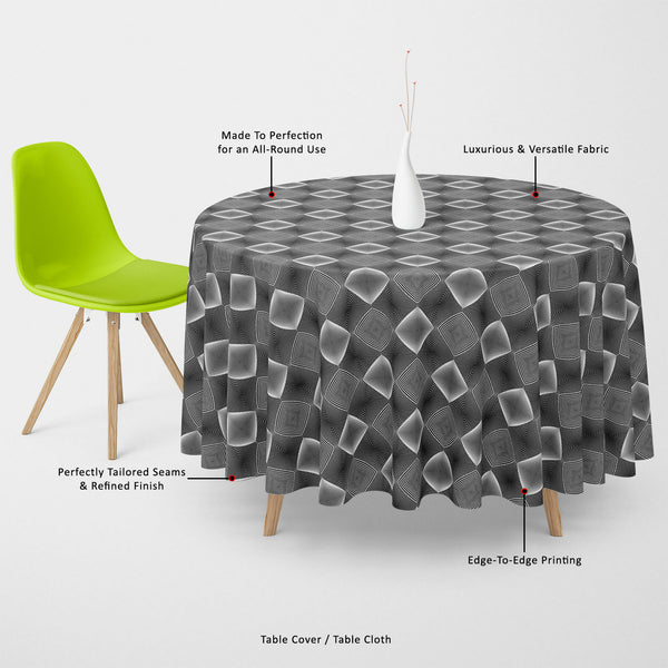 Monochrome Diamond Table Cloth Cover-Table Covers-CVR_TB_RD-IC 5007607 IC 5007607, Abstract Expressionism, Abstracts, Art and Paintings, Black, Black and White, Circle, Diamond, Digital, Digital Art, Geometric, Geometric Abstraction, Graphic, Grid Art, Illustrations, Modern Art, Patterns, Semi Abstract, Signs, Signs and Symbols, Stripes, White, monochrome, table, cloth, cover, canvas, fabric, abstract, abstraction, art, background, circular, curve, design, diagonal, ellipse, endless, futuristic, geometrical