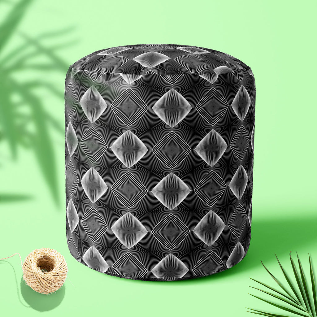 Monochrome Diamond D3 Footstool Footrest Puffy Pouffe Ottoman Bean Bag | Canvas Fabric-Footstools-FST_CB_BN-IC 5007607 IC 5007607, Abstract Expressionism, Abstracts, Art and Paintings, Black, Black and White, Circle, Diamond, Digital, Digital Art, Geometric, Geometric Abstraction, Graphic, Grid Art, Illustrations, Modern Art, Patterns, Semi Abstract, Signs, Signs and Symbols, Stripes, White, monochrome, d3, footstool, footrest, puffy, pouffe, ottoman, bean, bag, canvas, fabric, abstract, abstraction, art, b