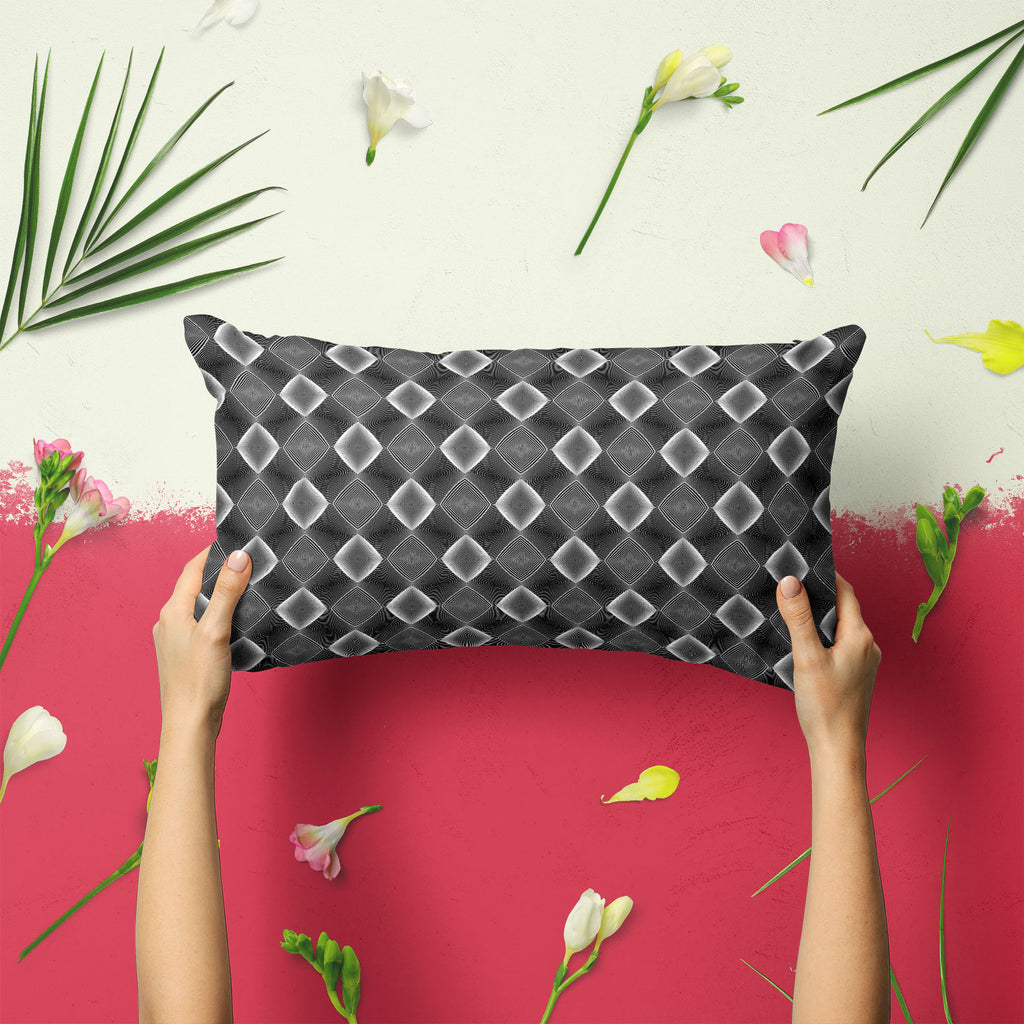 Monochrome Diamond D3 Pillow Cover Case-Pillow Cases-PIL_CV-IC 5007607 IC 5007607, Abstract Expressionism, Abstracts, Art and Paintings, Black, Black and White, Circle, Diamond, Digital, Digital Art, Geometric, Geometric Abstraction, Graphic, Grid Art, Illustrations, Modern Art, Patterns, Semi Abstract, Signs, Signs and Symbols, Stripes, White, monochrome, d3, pillow, cover, case, abstract, abstraction, art, background, circular, curve, design, diagonal, ellipse, endless, futuristic, geometrical, grey, grid