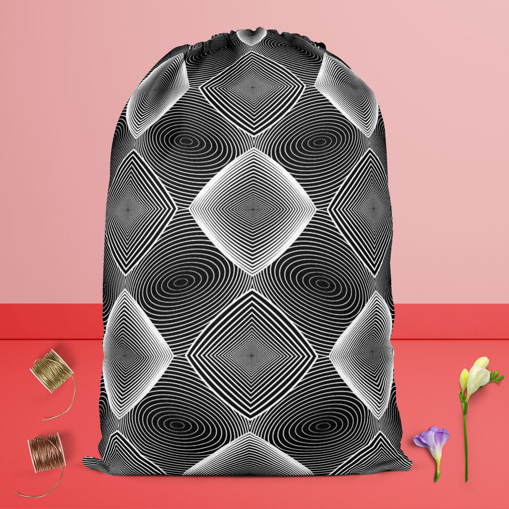 Monochrome Diamond D3 Reusable Sack Bag | Bag for Gym, Storage, Vegetable & Travel-Drawstring Sack Bags-SCK_FB_DS-IC 5007607 IC 5007607, Abstract Expressionism, Abstracts, Art and Paintings, Black, Black and White, Circle, Diamond, Digital, Digital Art, Geometric, Geometric Abstraction, Graphic, Grid Art, Illustrations, Modern Art, Patterns, Semi Abstract, Signs, Signs and Symbols, Stripes, White, monochrome, d3, reusable, sack, bag, for, gym, storage, vegetable, travel, abstract, abstraction, art, backgrou