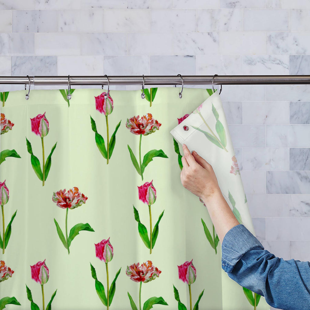 Tulips Washable Waterproof Shower Curtain-Shower Curtains-CUR_SH-IC 5007608 IC 5007608, Black and White, Botanical, Drawing, Floral, Flowers, Illustrations, Nature, Patterns, Watercolour, White, tulips, washable, waterproof, shower, curtain, beautiful, blossom, bouquet, card, decoration, flower, garden, green, greeting, hand, painted, illustration, lawn, leaf, mothers, day, pink, plant, red, seamless, pattern, spring, tulip, watercolor, artzfolio, shower curtain, bathroom curtain, eyelet shower curtain, wat