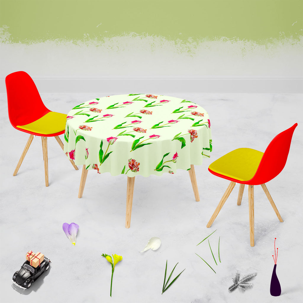 Tulips Table Cloth Cover-Table Covers-CVR_TB_RD-IC 5007608 IC 5007608, Black and White, Botanical, Drawing, Floral, Flowers, Illustrations, Nature, Patterns, Watercolour, White, tulips, table, cloth, cover, beautiful, blossom, bouquet, card, decoration, flower, garden, green, greeting, hand, painted, illustration, lawn, leaf, mothers, day, pink, plant, red, seamless, pattern, spring, tulip, watercolor, artzfolio, table cloth, table cover, dining table cloth, round table cloth, plastic sheet for dining table