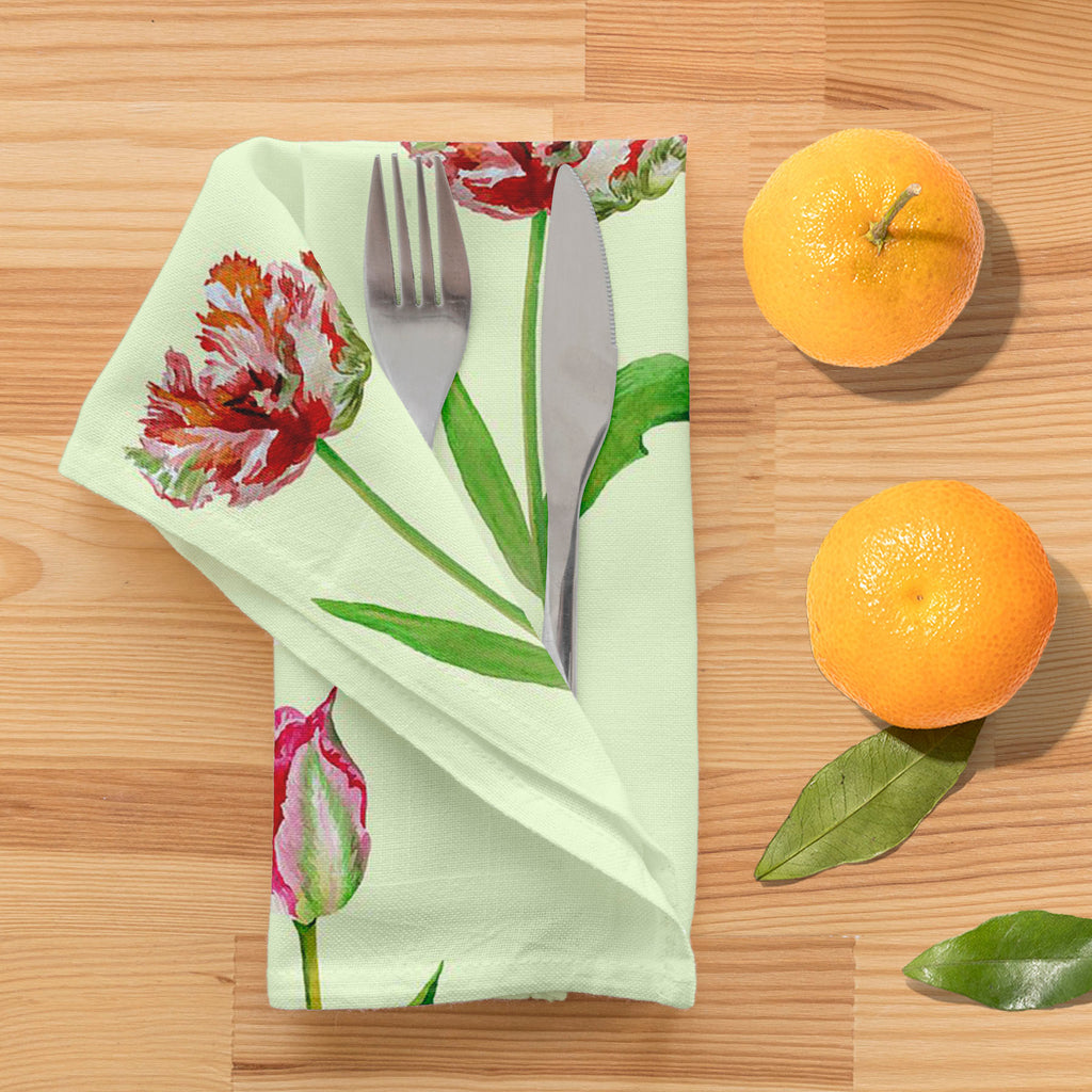 Tulips Table Napkin-Table Napkins-NAP_TB-IC 5007608 IC 5007608, Black and White, Botanical, Drawing, Floral, Flowers, Illustrations, Nature, Patterns, Watercolour, White, tulips, table, napkin, beautiful, blossom, bouquet, card, decoration, flower, garden, green, greeting, hand, painted, illustration, lawn, leaf, mothers, day, pink, plant, red, seamless, pattern, spring, tulip, watercolor, artzfolio, napkins, table napkins cotton set of 6, dining table napkins set of 6, cloth napkins for dining table, cotto