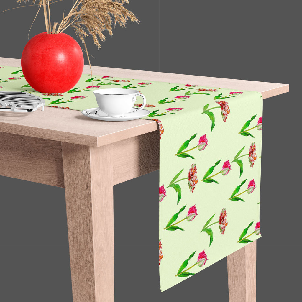 Tulips Table Runner-Table Runners-RUN_TB-IC 5007608 IC 5007608, Black and White, Botanical, Drawing, Floral, Flowers, Illustrations, Nature, Patterns, Watercolour, White, tulips, table, runner, beautiful, blossom, bouquet, card, decoration, flower, garden, green, greeting, hand, painted, illustration, lawn, leaf, mothers, day, pink, plant, red, seamless, pattern, spring, tulip, watercolor, artzfolio, table runner, table runner 6 seater, runner for dining table, table runner 4 seater, dining table runner, di