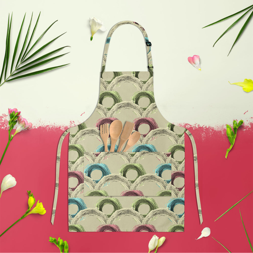 Fluffy Circles D1 Apron | Adjustable, Free Size & Waist Tiebacks-Aprons Neck to Knee-APR_NK_KN-IC 5007609 IC 5007609, Abstract Expressionism, Abstracts, Ancient, Art and Paintings, Black and White, Botanical, Circle, Dots, Drawing, Fashion, Floral, Flowers, Geometric, Geometric Abstraction, Historical, Illustrations, Medieval, Nature, Patterns, Retro, Semi Abstract, Signs, Signs and Symbols, Vintage, White, fluffy, circles, d1, apron, adjustable, free, size, waist, tiebacks, abstract, art, background, circu