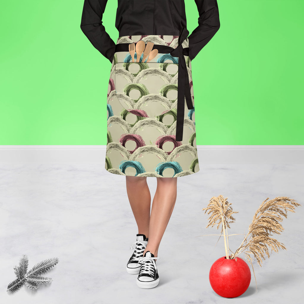 Fluffy Circles D1 Apron | Adjustable, Free Size & Waist Tiebacks-Apron Waist to Knee-APR_WS_KN-IC 5007609 IC 5007609, Abstract Expressionism, Abstracts, Ancient, Art and Paintings, Black and White, Botanical, Circle, Dots, Drawing, Fashion, Floral, Flowers, Geometric, Geometric Abstraction, Historical, Illustrations, Medieval, Nature, Patterns, Retro, Semi Abstract, Signs, Signs and Symbols, Vintage, White, fluffy, circles, d1, apron, adjustable, free, size, waist, tiebacks, abstract, art, background, circu