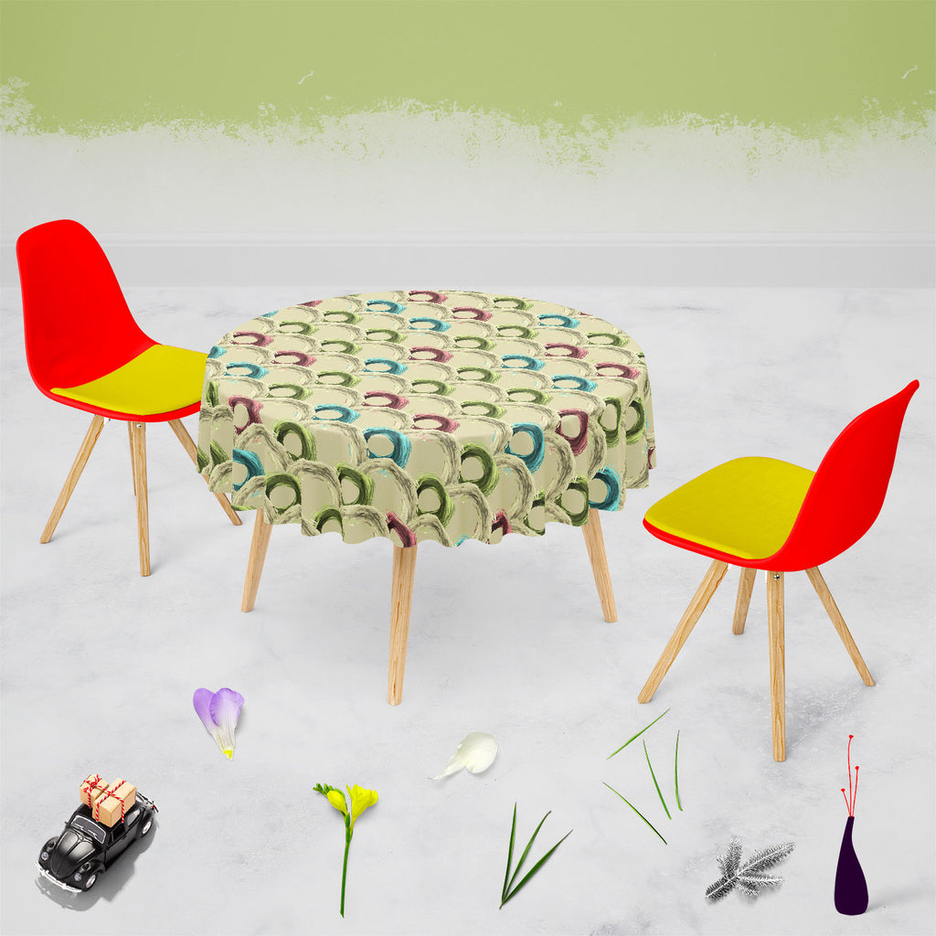 Fluffy Circles D1 Table Cloth Cover-Table Covers-CVR_TB_RD-IC 5007609 IC 5007609, Abstract Expressionism, Abstracts, Ancient, Art and Paintings, Black and White, Botanical, Circle, Dots, Drawing, Fashion, Floral, Flowers, Geometric, Geometric Abstraction, Historical, Illustrations, Medieval, Nature, Patterns, Retro, Semi Abstract, Signs, Signs and Symbols, Vintage, White, fluffy, circles, d1, table, cloth, cover, abstract, art, background, circular, color, decoration, design, dot, element, fabric, focus, ge