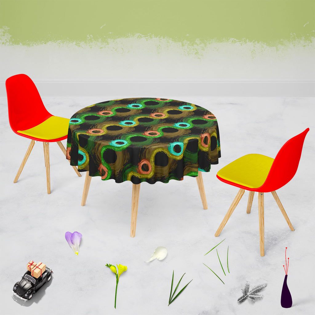 Fluffy Circles D2 Table Cloth Cover-Table Covers-CVR_TB_RD-IC 5007610 IC 5007610, Abstract Expressionism, Abstracts, Ancient, Art and Paintings, Black and White, Botanical, Circle, Dots, Drawing, Fashion, Floral, Flowers, Geometric, Geometric Abstraction, God Ram, Hinduism, Historical, Illustrations, Medieval, Nature, Patterns, Retro, Semi Abstract, Signs, Signs and Symbols, Vintage, White, fluffy, circles, d2, table, cloth, cover, abstract, art, background, circular, color, dark, decoration, design, dot, d