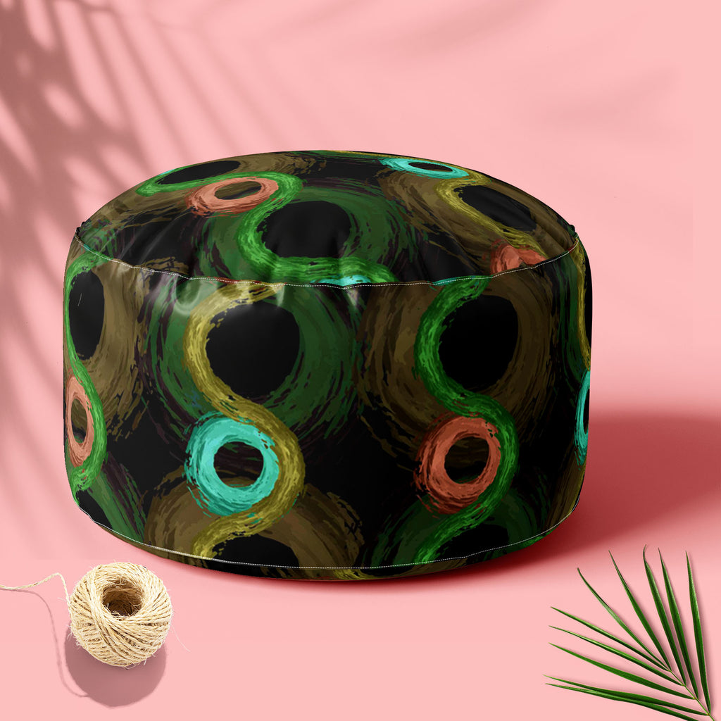 Fluffy Circles D2 Footstool Footrest Puffy Pouffe Ottoman Bean Bag | Canvas Fabric-Footstools-FST_CB_BN-IC 5007610 IC 5007610, Abstract Expressionism, Abstracts, Ancient, Art and Paintings, Black and White, Botanical, Circle, Dots, Drawing, Fashion, Floral, Flowers, Geometric, Geometric Abstraction, God Ram, Hinduism, Historical, Illustrations, Medieval, Nature, Patterns, Retro, Semi Abstract, Signs, Signs and Symbols, Vintage, White, fluffy, circles, d2, footstool, footrest, puffy, pouffe, ottoman, bean, b