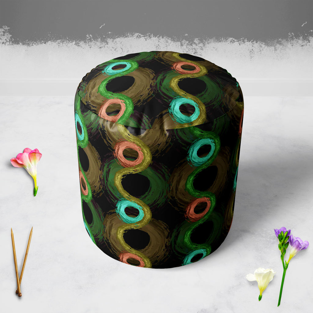 Fluffy Circles D2 Footstool Footrest Puffy Pouffe Ottoman Bean Bag | Canvas Fabric-Footstools-FST_CB_BN-IC 5007610 IC 5007610, Abstract Expressionism, Abstracts, Ancient, Art and Paintings, Black and White, Botanical, Circle, Dots, Drawing, Fashion, Floral, Flowers, Geometric, Geometric Abstraction, God Ram, Hinduism, Historical, Illustrations, Medieval, Nature, Patterns, Retro, Semi Abstract, Signs, Signs and Symbols, Vintage, White, fluffy, circles, d2, footstool, footrest, puffy, pouffe, ottoman, bean, b