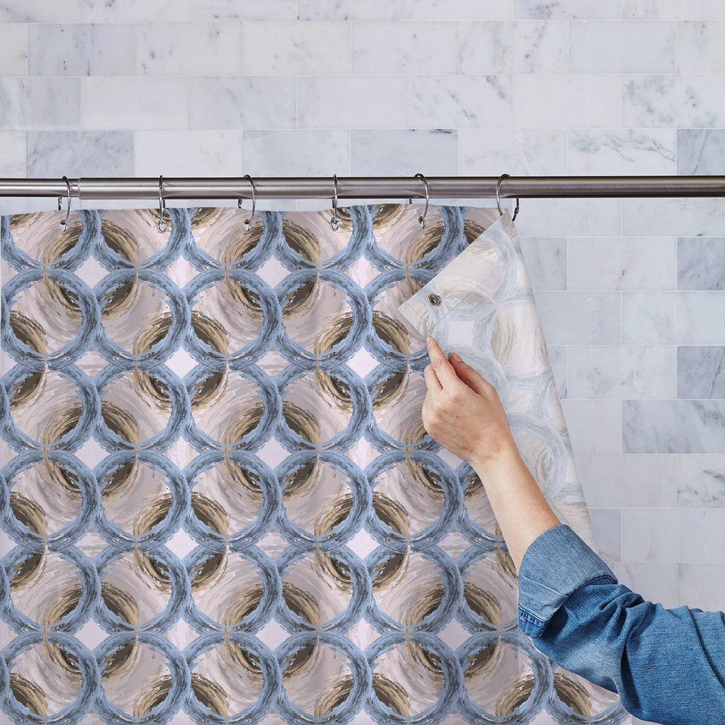 Fluffy Circles Washable Waterproof Shower Curtain-Shower Curtains-CUR_SH-IC 5007611 IC 5007611, Abstract Expressionism, Abstracts, Ancient, Art and Paintings, Black and White, Botanical, Circle, Dots, Drawing, Fashion, Floral, Flowers, Geometric, Geometric Abstraction, Historical, Illustrations, Medieval, Nature, Patterns, Retro, Semi Abstract, Signs, Signs and Symbols, Vintage, White, fluffy, circles, washable, waterproof, shower, curtain, abstract, art, background, brown, circular, cover, decoration, desi