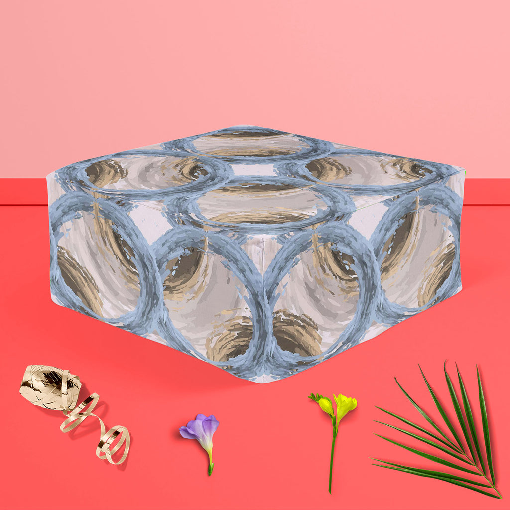 Fluffy Circles D3 Footstool Footrest Puffy Pouffe Ottoman Bean Bag | Canvas Fabric-Footstools-FST_CB_BN-IC 5007611 IC 5007611, Abstract Expressionism, Abstracts, Ancient, Art and Paintings, Black and White, Botanical, Circle, Dots, Drawing, Fashion, Floral, Flowers, Geometric, Geometric Abstraction, Historical, Illustrations, Medieval, Nature, Patterns, Retro, Semi Abstract, Signs, Signs and Symbols, Vintage, White, fluffy, circles, d3, footstool, footrest, puffy, pouffe, ottoman, bean, bag, canvas, fabric,