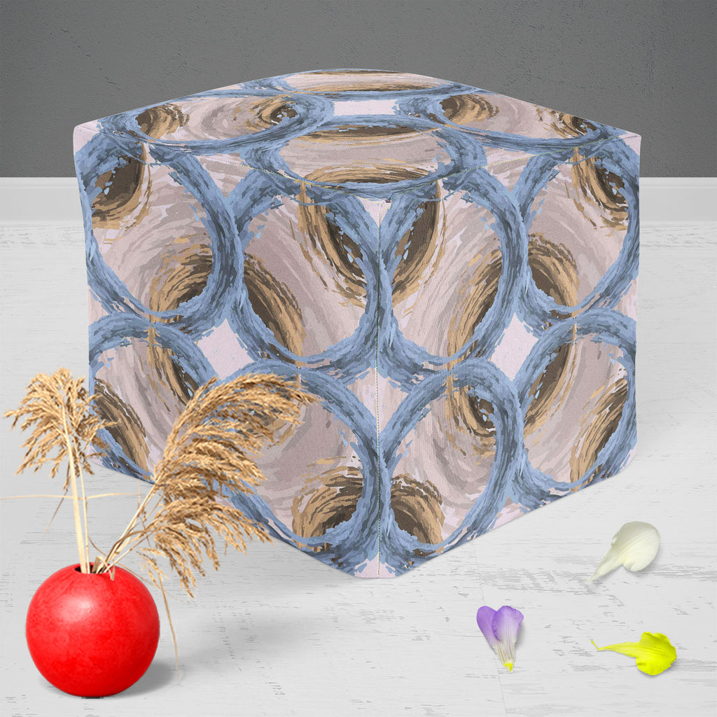 Fluffy Circles D3 Footstool Footrest Puffy Pouffe Ottoman Bean Bag | Canvas Fabric-Footstools-FST_CB_BN-IC 5007611 IC 5007611, Abstract Expressionism, Abstracts, Ancient, Art and Paintings, Black and White, Botanical, Circle, Dots, Drawing, Fashion, Floral, Flowers, Geometric, Geometric Abstraction, Historical, Illustrations, Medieval, Nature, Patterns, Retro, Semi Abstract, Signs, Signs and Symbols, Vintage, White, fluffy, circles, d3, footstool, footrest, puffy, pouffe, ottoman, bean, bag, canvas, fabric,