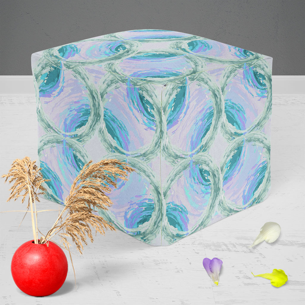 Fluffy Circles D4 Footstool Footrest Puffy Pouffe Ottoman Bean Bag | Canvas Fabric-Footstools-FST_CB_BN-IC 5007612 IC 5007612, Abstract Expressionism, Abstracts, Ancient, Art and Paintings, Black and White, Botanical, Circle, Dots, Drawing, Fashion, Floral, Flowers, Geometric, Geometric Abstraction, Historical, Illustrations, Medieval, Nature, Patterns, Retro, Semi Abstract, Signs, Signs and Symbols, Vintage, White, fluffy, circles, d4, footstool, footrest, puffy, pouffe, ottoman, bean, bag, canvas, fabric,