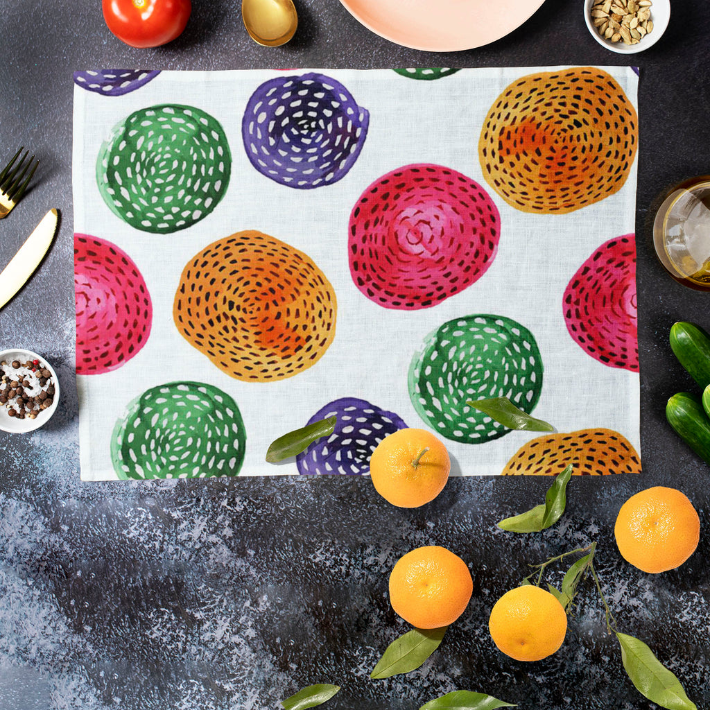 Watercolor Circles D5 Table Mat Placemat-Table Place Mats Fabric-MAT_TB-IC 5007614 IC 5007614, Abstract Expressionism, Abstracts, Art and Paintings, Circle, Digital, Digital Art, Dots, Drawing, Fashion, Geometric, Geometric Abstraction, Graphic, Illustrations, Modern Art, Patterns, Retro, Semi Abstract, Signs, Signs and Symbols, Splatter, Watercolour, watercolor, circles, d5, table, mat, placemat, abstract, art, backdrop, background, blot, bright, brush, card, creative, decor, decoration, design, dot, draw,