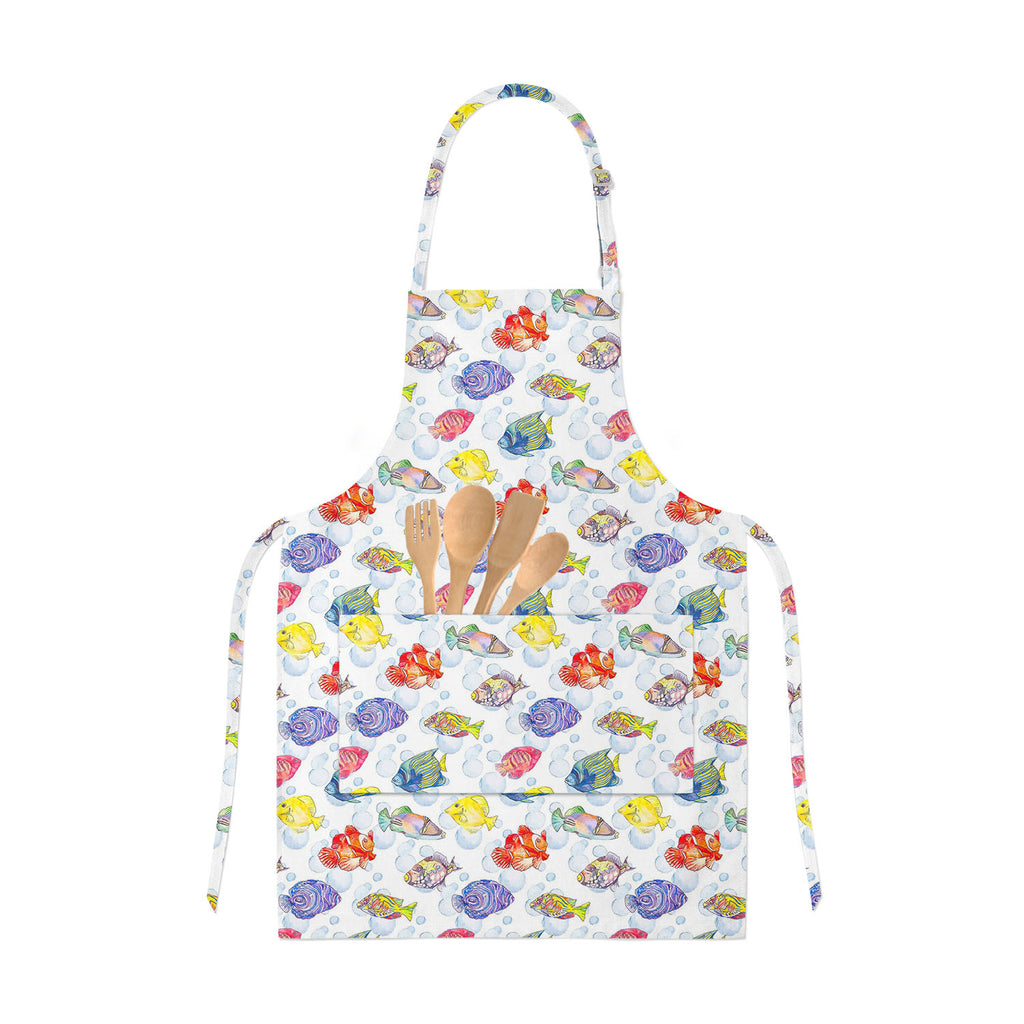 Tropical Sea Apron | Adjustable, Free Size & Waist Tiebacks-Aprons Neck to Knee-APR_NK_KN-IC 5007615 IC 5007615, Animals, Art and Paintings, Birds, Digital, Digital Art, Drawing, Graphic, Illustrations, Nature, Patterns, Scenic, Signs, Signs and Symbols, Stripes, Tropical, Watercolour, Wildlife, sea, apron, adjustable, free, size, waist, tiebacks, animal, aquarium, aquatic, art, background, bright, clown, color, colorful, design, diving, emperor, exotic, fauna, fish, illustration, isolate, marine, life, oce