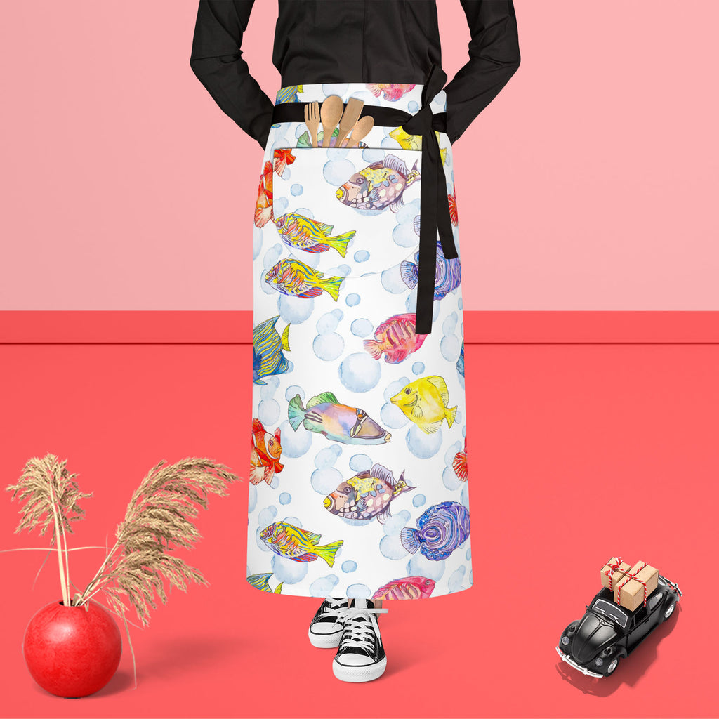 Tropical Sea D1 Apron | Adjustable, Free Size & Waist Tiebacks-Aprons Waist to Feet-APR_WS_FT-IC 5007615 IC 5007615, Animals, Art and Paintings, Birds, Digital, Digital Art, Drawing, Graphic, Illustrations, Nature, Patterns, Scenic, Signs, Signs and Symbols, Stripes, Tropical, Watercolour, Wildlife, sea, d1, apron, adjustable, free, size, waist, tiebacks, animal, aquarium, aquatic, art, background, bright, clown, color, colorful, design, diving, emperor, exotic, fauna, fish, illustration, isolate, marine, l