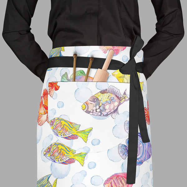 Tropical Sea D1 Apron | Adjustable, Free Size & Waist Tiebacks-Aprons Waist to Feet-APR_WS_FT-IC 5007615 IC 5007615, Animals, Art and Paintings, Birds, Digital, Digital Art, Drawing, Graphic, Illustrations, Nature, Patterns, Scenic, Signs, Signs and Symbols, Stripes, Tropical, Watercolour, Wildlife, sea, d1, full-length, waist, to, feet, apron, poly-cotton, fabric, adjustable, tiebacks, animal, aquarium, aquatic, art, background, bright, clown, color, colorful, design, diving, emperor, exotic, fauna, fish, 