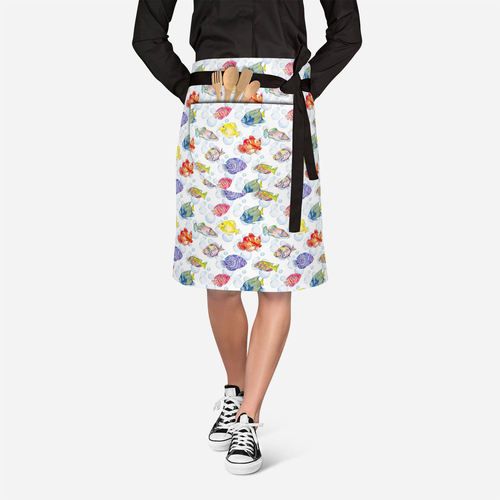 Tropical Sea Apron | Adjustable, Free Size & Waist Tiebacks-Apron Waist to Feet--IC 5007615 IC 5007615, Animals, Art and Paintings, Birds, Digital, Digital Art, Drawing, Graphic, Illustrations, Nature, Patterns, Scenic, Signs, Signs and Symbols, Stripes, Tropical, Watercolour, Wildlife, sea, apron, adjustable, free, size, waist, tiebacks, animal, aquarium, aquatic, art, background, bright, clown, color, colorful, design, diving, emperor, exotic, fauna, fish, illustration, isolate, marine, life, ocean, patte