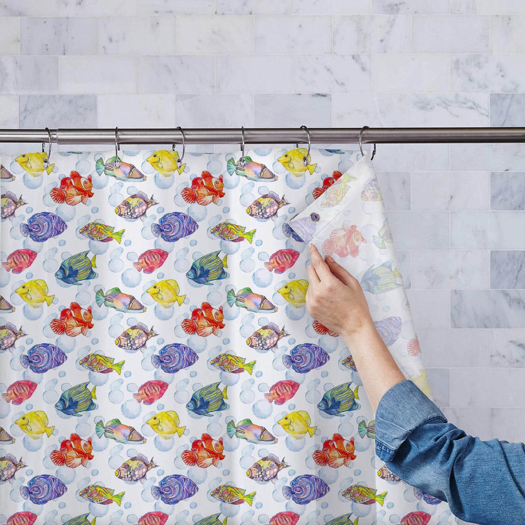 Tropical Sea Washable Waterproof Shower Curtain-Shower Curtains-CUR_SH-IC 5007615 IC 5007615, Animals, Art and Paintings, Birds, Digital, Digital Art, Drawing, Graphic, Illustrations, Nature, Patterns, Scenic, Signs, Signs and Symbols, Stripes, Tropical, Watercolour, Wildlife, sea, washable, waterproof, shower, curtain, animal, aquarium, aquatic, art, background, bright, clown, color, colorful, design, diving, emperor, exotic, fauna, fish, illustration, isolate, marine, life, ocean, pattern, scale, scales, 