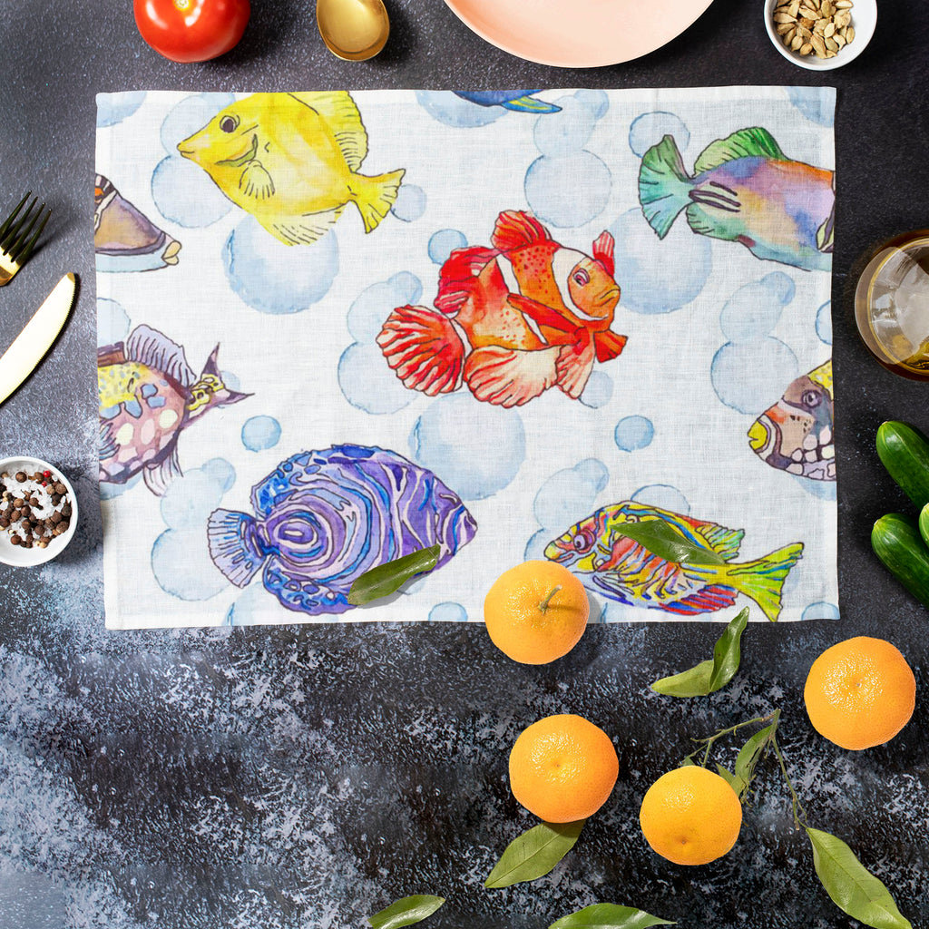 Tropical Sea D1 Table Mat Placemat-Table Place Mats Fabric-MAT_TB-IC 5007615 IC 5007615, Animals, Art and Paintings, Birds, Digital, Digital Art, Drawing, Graphic, Illustrations, Nature, Patterns, Scenic, Signs, Signs and Symbols, Stripes, Tropical, Watercolour, Wildlife, sea, d1, table, mat, placemat, animal, aquarium, aquatic, art, background, bright, clown, color, colorful, design, diving, emperor, exotic, fauna, fish, illustration, isolate, marine, life, ocean, pattern, scale, scales, seamless, seaside,