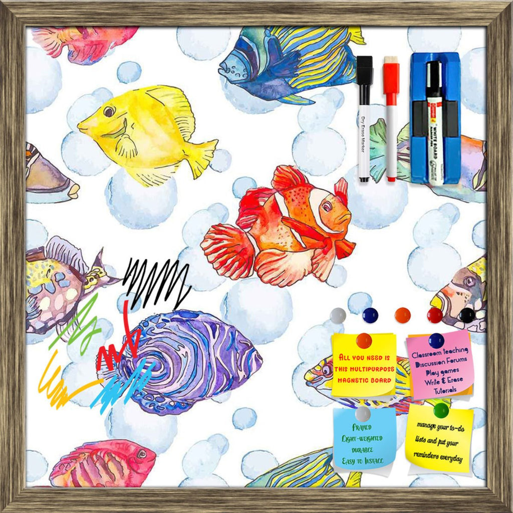 Tropical Sea Framed Magnetic Dry Erase Board | Combo with Magnet Buttons & Markers-Magnetic Boards Framed-MGB_FR-IC 5007615 IC 5007615, Animals, Art and Paintings, Birds, Digital, Digital Art, Drawing, Graphic, Illustrations, Nature, Patterns, Scenic, Signs, Signs and Symbols, Stripes, Tropical, Watercolour, Wildlife, sea, framed, magnetic, dry, erase, board, printed, whiteboard, with, 4, magnets, 2, markers, 1, duster, animal, aquarium, aquatic, art, background, bright, clown, color, colorful, design, divi