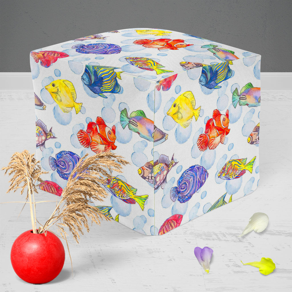 Tropical Sea D1 Footstool Footrest Puffy Pouffe Ottoman Bean Bag | Canvas Fabric-Footstools-FST_CB_BN-IC 5007615 IC 5007615, Animals, Art and Paintings, Birds, Digital, Digital Art, Drawing, Graphic, Illustrations, Nature, Patterns, Scenic, Signs, Signs and Symbols, Stripes, Tropical, Watercolour, Wildlife, sea, d1, footstool, footrest, puffy, pouffe, ottoman, bean, bag, canvas, fabric, animal, aquarium, aquatic, art, background, bright, clown, color, colorful, design, diving, emperor, exotic, fauna, fish, 