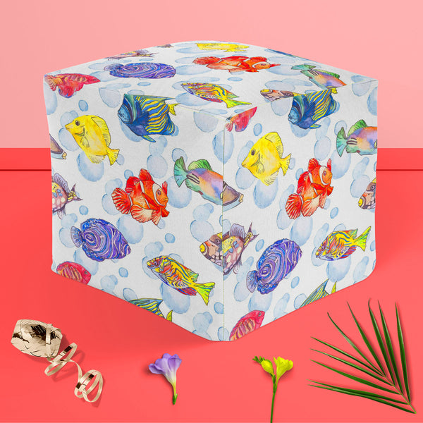 Tropical Sea D1 Footstool Footrest Puffy Pouffe Ottoman Bean Bag | Canvas Fabric-Footstools-FST_CB_BN-IC 5007615 IC 5007615, Animals, Art and Paintings, Birds, Digital, Digital Art, Drawing, Graphic, Illustrations, Nature, Patterns, Scenic, Signs, Signs and Symbols, Stripes, Tropical, Watercolour, Wildlife, sea, d1, puffy, pouffe, ottoman, footstool, footrest, bean, bag, canvas, fabric, animal, aquarium, aquatic, art, background, bright, clown, color, colorful, design, diving, emperor, exotic, fauna, fish, 