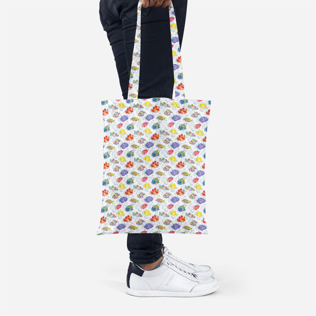 ArtzFolio Tropical Sea Tote Bag Shoulder Purse | Multipurpose-Tote Bags Basic-AZ5007615TOT_RF-IC 5007615 IC 5007615, Animals, Art and Paintings, Birds, Digital, Digital Art, Drawing, Graphic, Illustrations, Nature, Patterns, Scenic, Signs, Signs and Symbols, Stripes, Tropical, Watercolour, Wildlife, sea, tote, bag, shoulder, purse, multipurpose, animal, aquarium, aquatic, art, background, bright, clown, color, colorful, design, diving, emperor, exotic, fauna, fish, illustration, isolate, marine, life, ocean